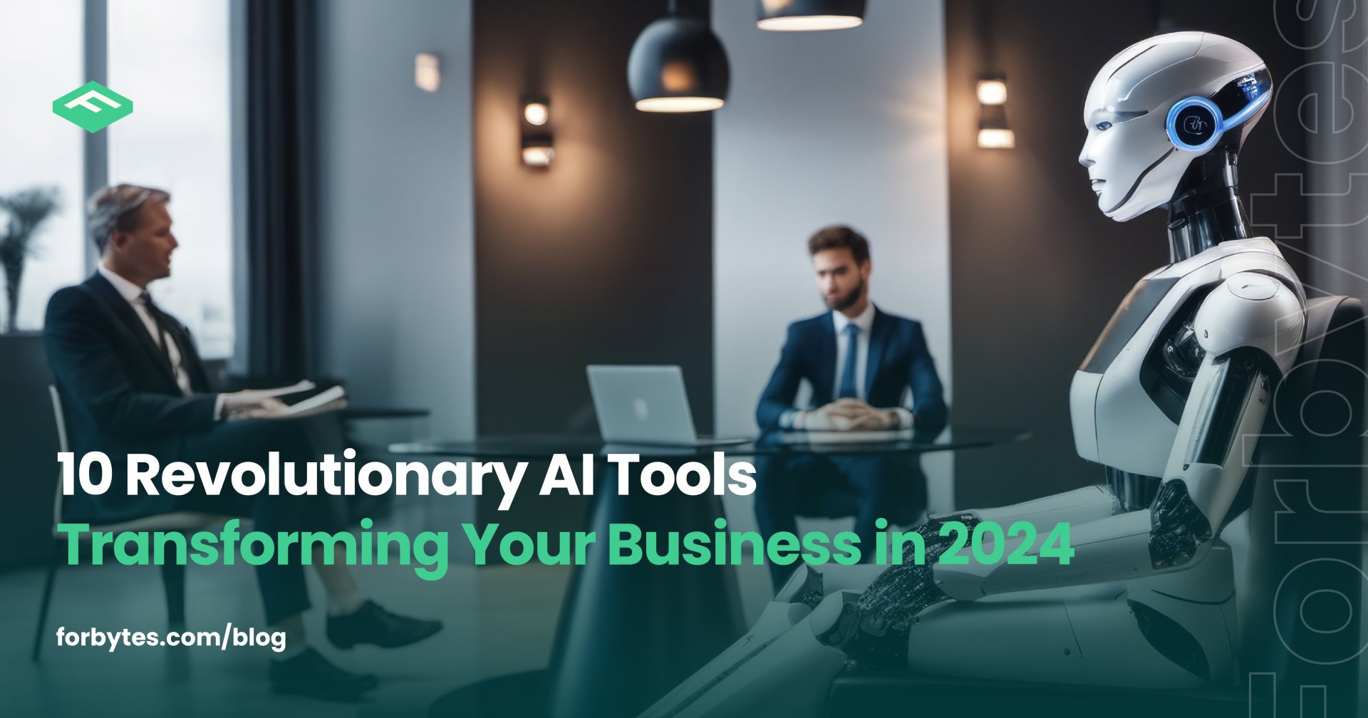Forbytes1's tweet card. Discover 10 innovative AI tools for business in 2024. Learn why companies use them and how they can assist you by reading our article.