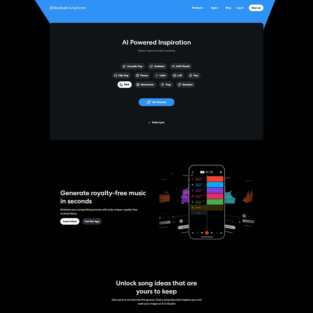 aiappindex's tweet card. BandLab SongStarter is an AI-driven tool designed to provide instant musical inspiration.
