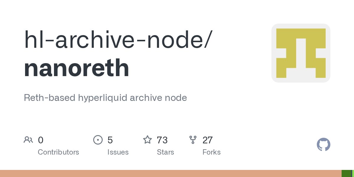 gakonst's tweet card. Reth-based hyperliquid archive node. Contribute to hl-archive-node/nanoreth development by creating an account on GitHub.