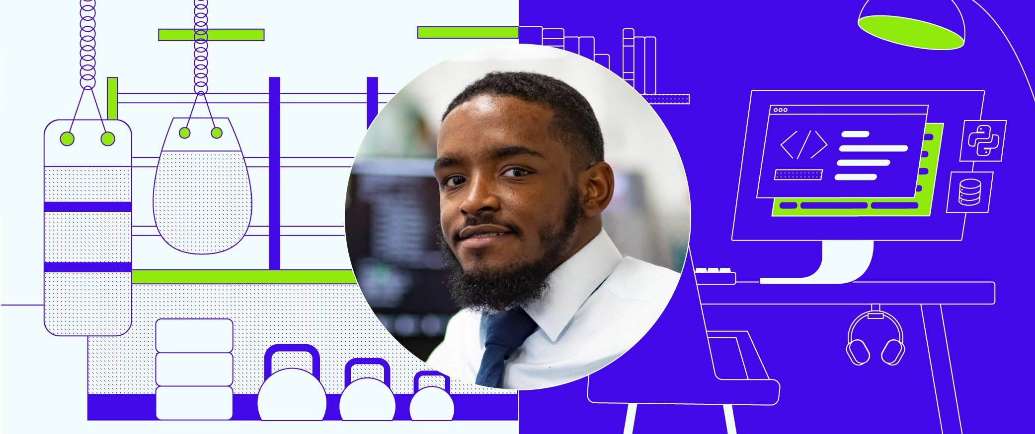 codeherk's tweet card. Byron Jenkins learned to code in high school using Codecademy, then landed his first internship in software engineering through a college career fair.