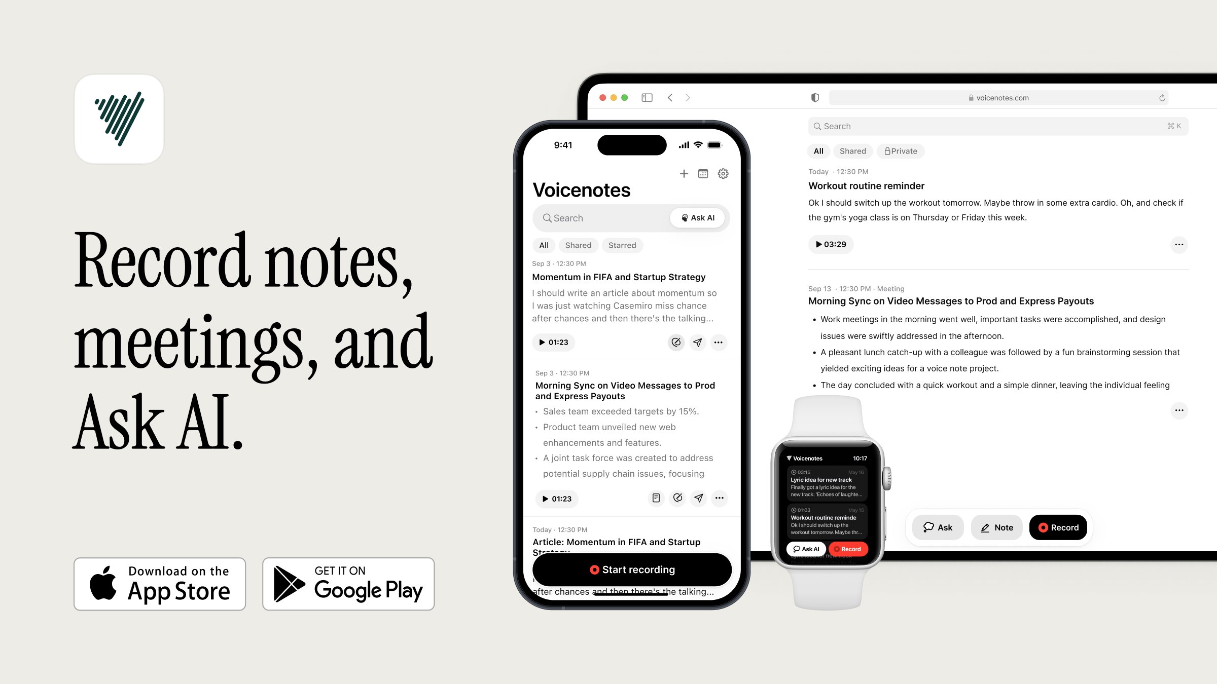 thinkphper's tweet card. Voicenotes is an intelligent note‑taker that lets you transcribe voice notes and meetings in 100+ languages.
