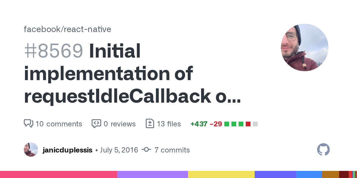 martinkonicek's tweet card. This is a follow up of the work by @brentvatne in #5052. This addresses the feedback by @astreet. Uses ReactChoreographer with a new callback type Callback dispatch logic moved to JS Only calls in...