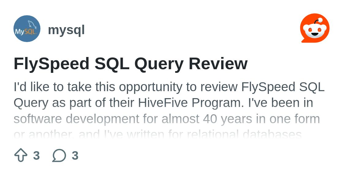 flySpeedSQL's tweet card. Explore this post and more from the mysql community