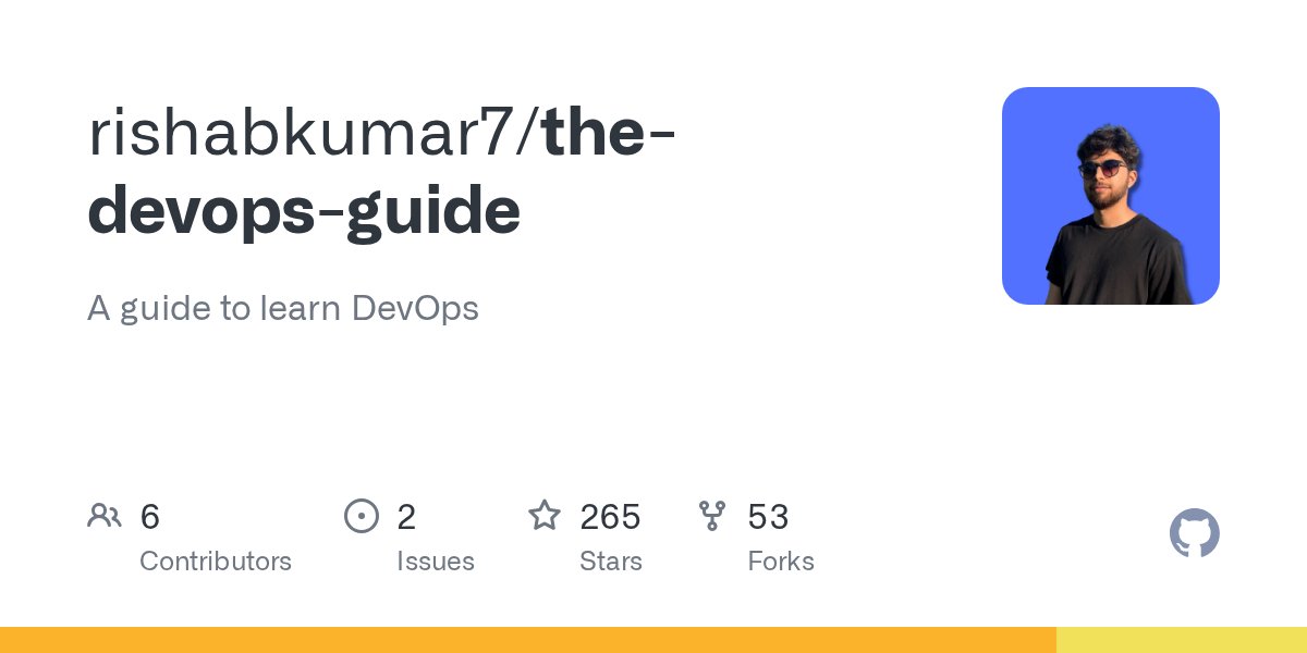 andrewbrown's tweet card. A guide to learn DevOps. Contribute to rishabkumar7/the-devops-guide development by creating an account on GitHub.