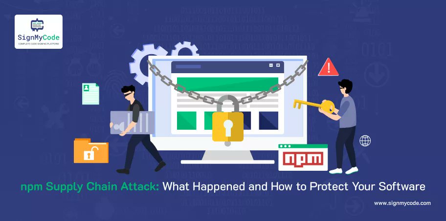 Sign_My_Code's tweet card. Know about one of the largest npm supply chain incidents in recent history, the importance of SBOM, and Precautions to Prevent Future Supply Chain Attacks.