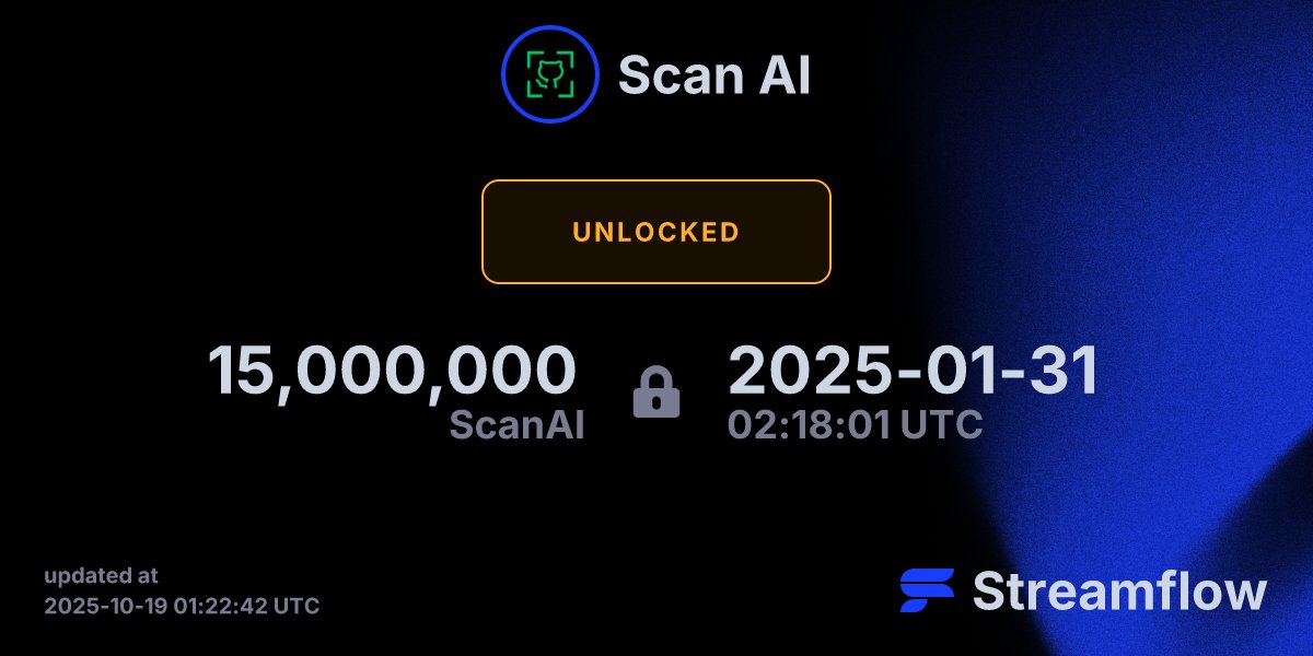 ScanAItech's tweet card. Streamflow is the leading multi-chain asset streaming protocol specializing in token vesting, streaming payments and treasury management solutions.