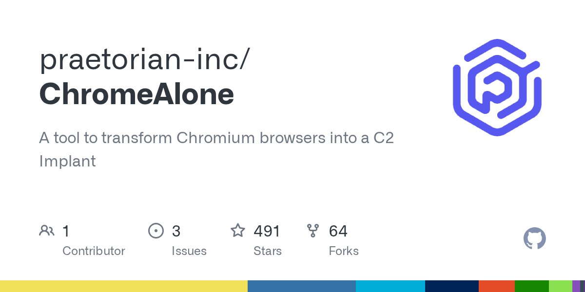 HackGitToolkit's tweet card. A tool to transform Chromium browsers into a C2 Implant - praetorian-inc/ChromeAlone