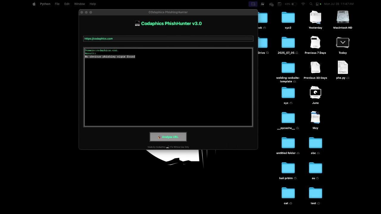 Rahit1996's tweet card. 🔴 Live: Phishing Link Detect Application in Python (Tkinter GUI) |...