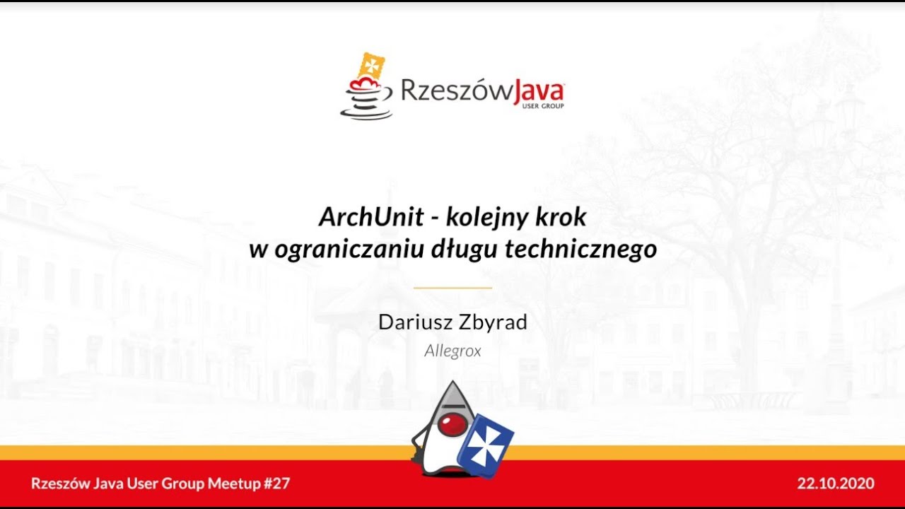 RzeszowJava's tweet card. RJUG #27: ArchUnit - kolejny krok w ograniczaniu długu technicznego...