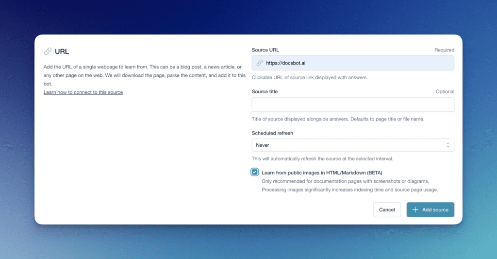 tamakicks's tweet card. Visual content plays a crucial role in making documentation more accessible, informative, and user-friendly. DocsBot’s “Learn from Public Images in HTML/Markdown” feature takes this a step further by...