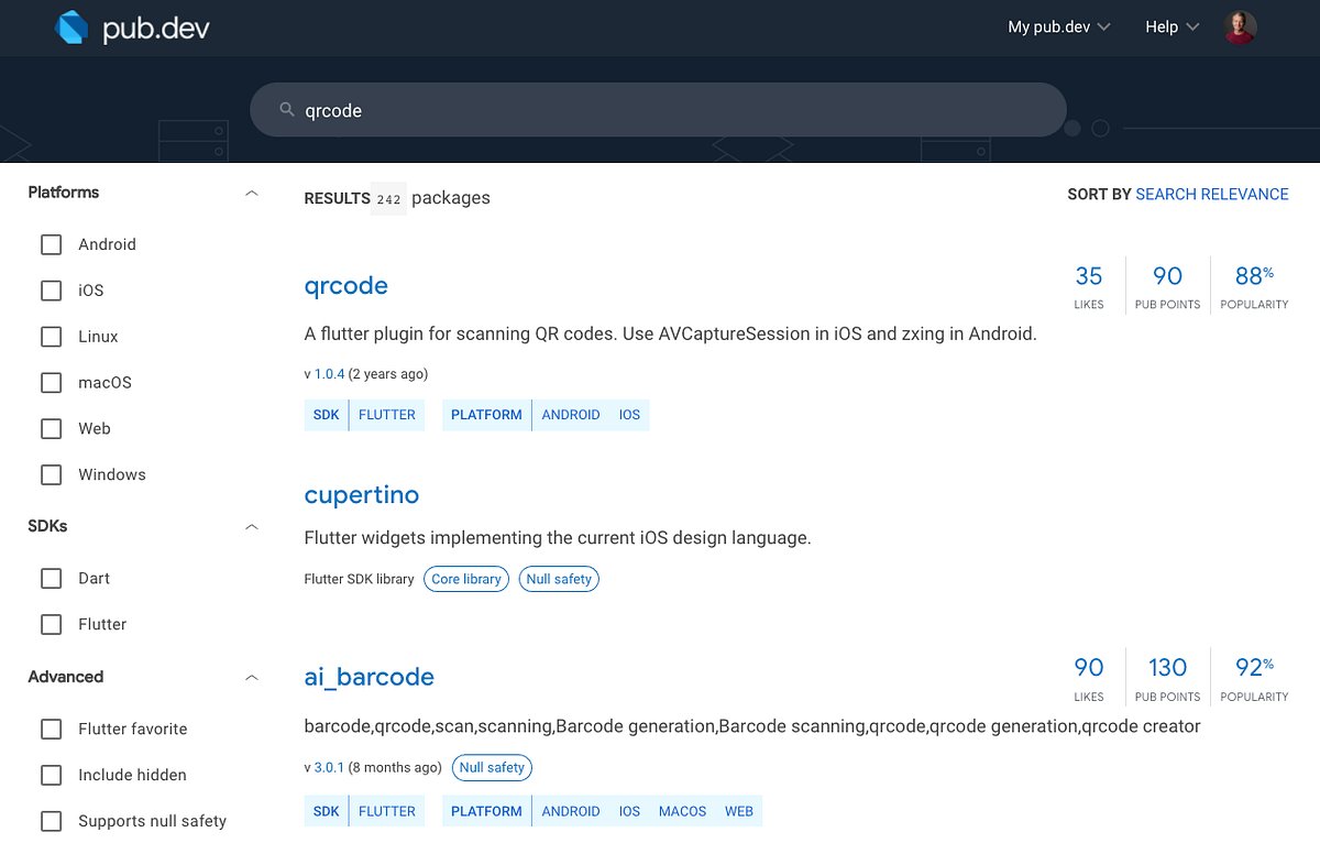 timsneath's tweet card. Supporting Flutter for Windows with package platform tagging and a new search experience for pub.dev