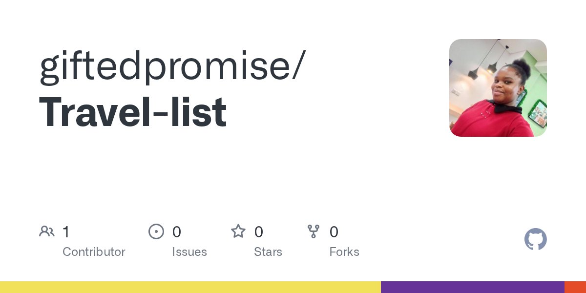 PromiseNwankw14's tweet card. Contribute to giftedpromise/Travel-list development by creating an account on GitHub.