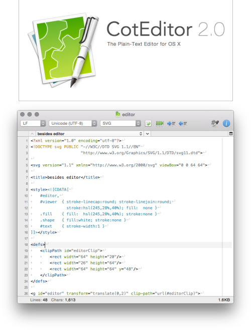 dotHTMLtips's tweet card. CotEditor 2.0 , the plain-text editor for osx