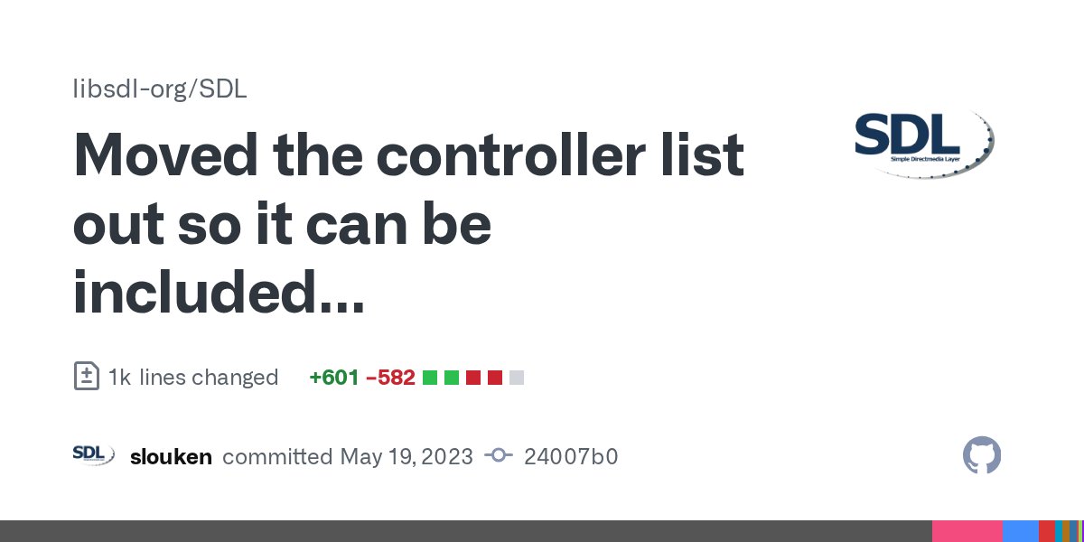 sdl_commits's tweet card. Moved the controller list out so it can be included elsewhere · libsdl-org/SDL@24007b0