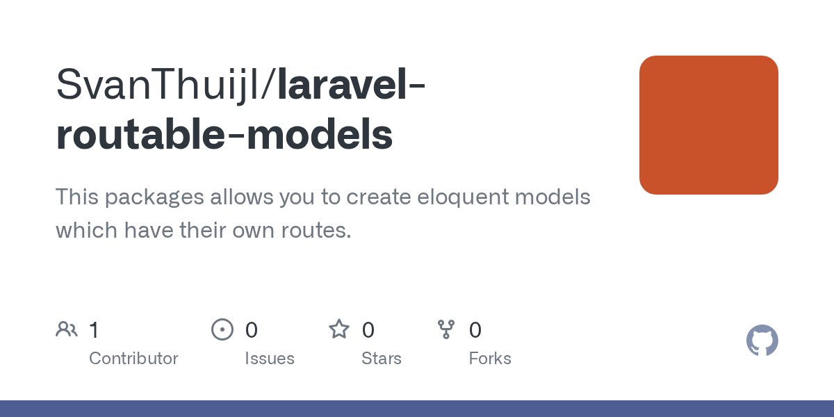 LaravelPackages's tweet card. This packages allows you to create eloquent models which have their own routes.