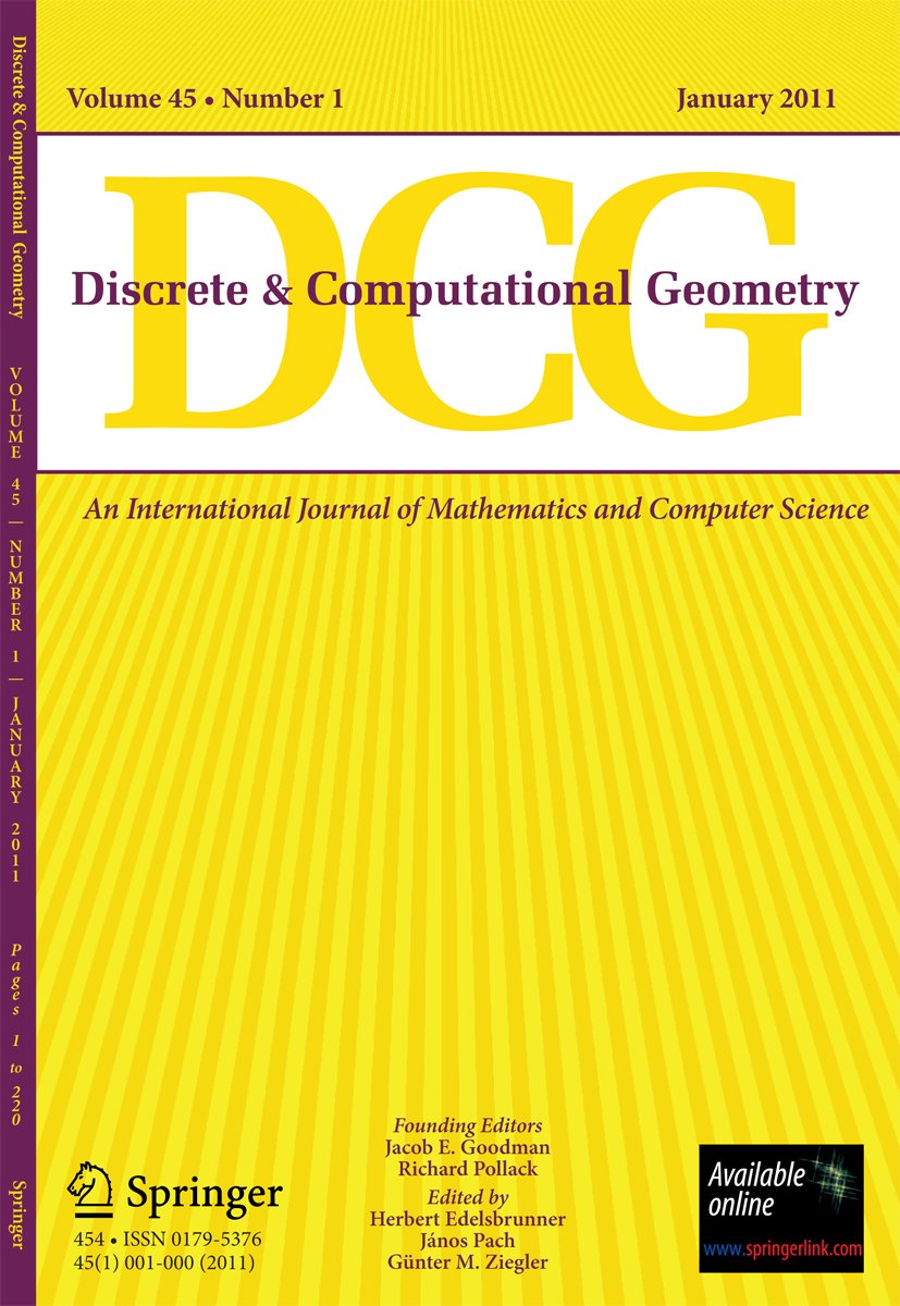 SpringerMath's tweet card. Discrete & Computational Geometry - This article gives a proof of the classical honeycomb conjecture: any partition of the plane into regions of equal area has perimeter at least that of the...