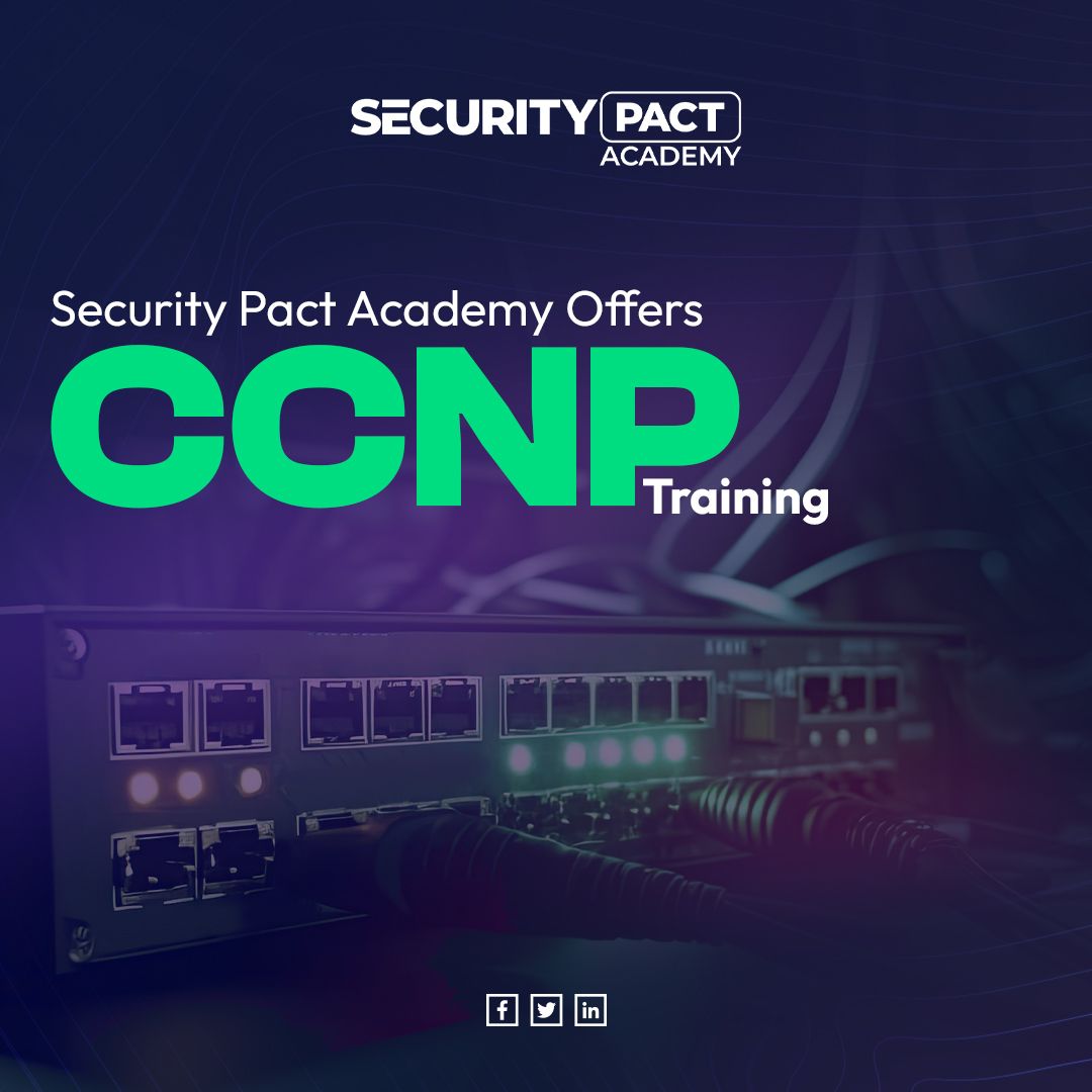 thesecpact's tweet card. Advance your networking expertise with CCNP training at Security Pact Academy. Our comprehensive courses, led by industry experts, provide hands-on experience in designing, implementing, and troubl...