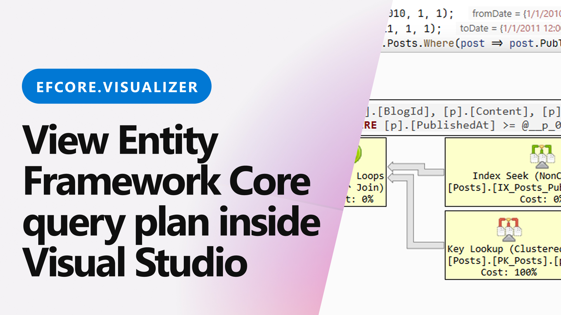 bc3tech's tweet card. A Visual Studio extension that helps developers visualize and analyze Entity Framework Core query execution plans directly within their development environment.