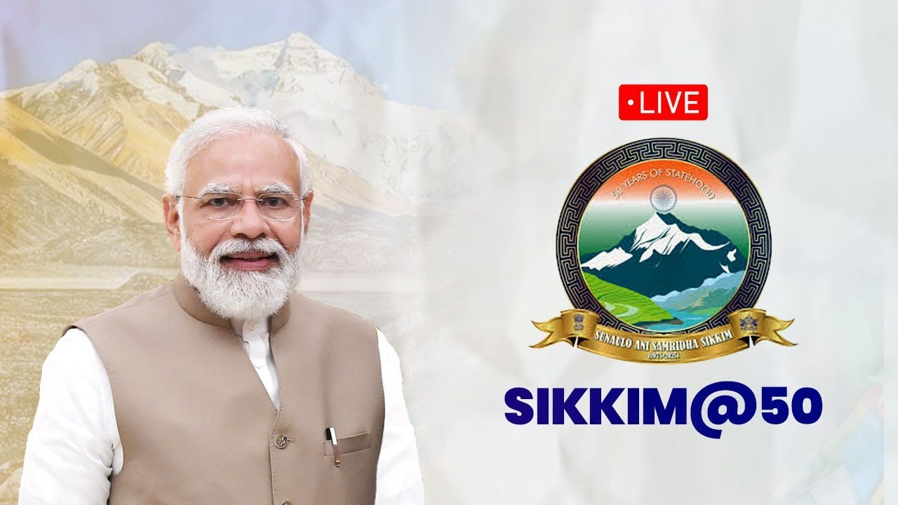 BJP4India's tweet card. LIVE: PM Shri Narendra Modi participates in Sikkim@50 programme