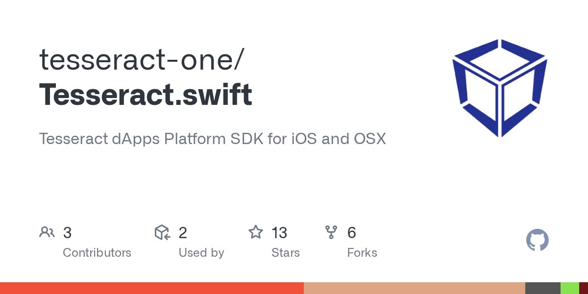tesseract_one's tweet card. Tesseract dApps Platform SDK for iOS and OSX. Contribute to tesseract-one/Tesseract.swift development by creating an account on GitHub.