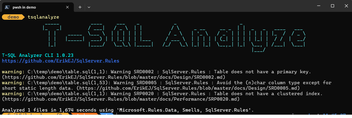 SQLMCT's tweet card. T-SQL Analyzer is a free command line tool for identifying, and reporting the presence of anti-patterns in SQL Server T-SQL scripts.