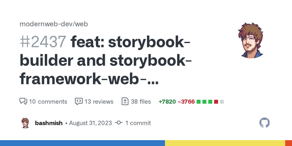 passle_'s tweet card. Fixes #2025 This is mostly a copy of https://github.com/bashmish/storybook-builder-wds https://github.com/bashmish/storybook-web-components-wds with renaming, docs restructuring and a few small fi...