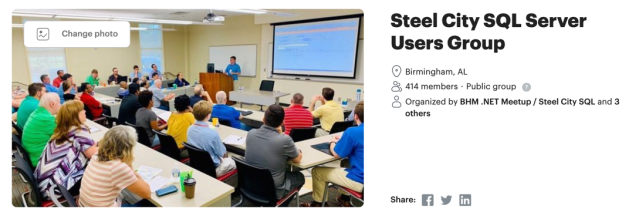 samirbehara's tweet card. Four User Groups in Birmingham, AL meet at the same time and in the same general location every month.  That makes it a great melting pot to connect and network with people who have similar and tan…