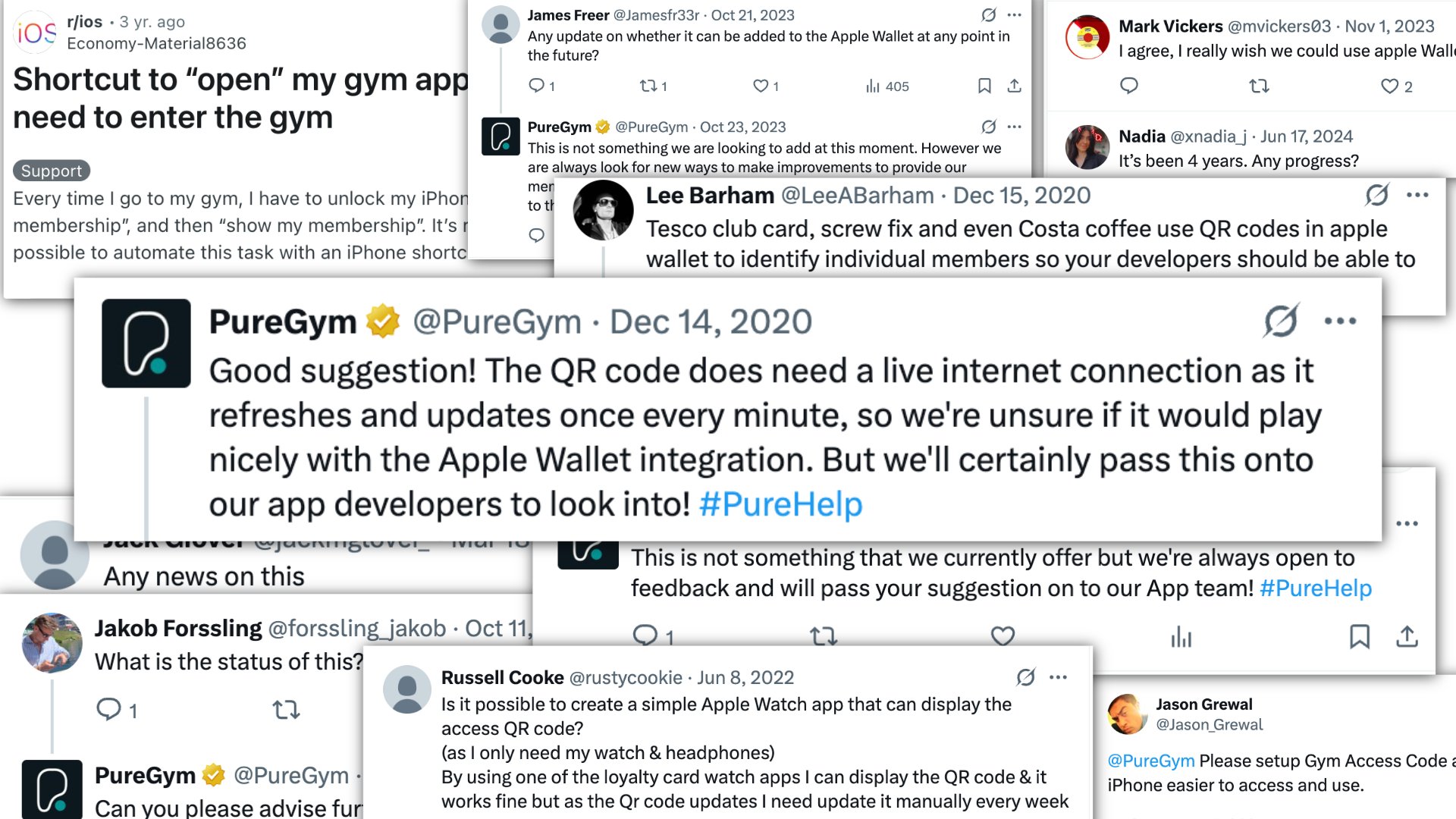 iOSDev_Swift's tweet card. Tired of fumbling with the PureGym app for 47 seconds every morning, I reverse-engineered their API to build an Apple Wallet pass that gets me in with a quick wrist scan. Along the way, I discovered...