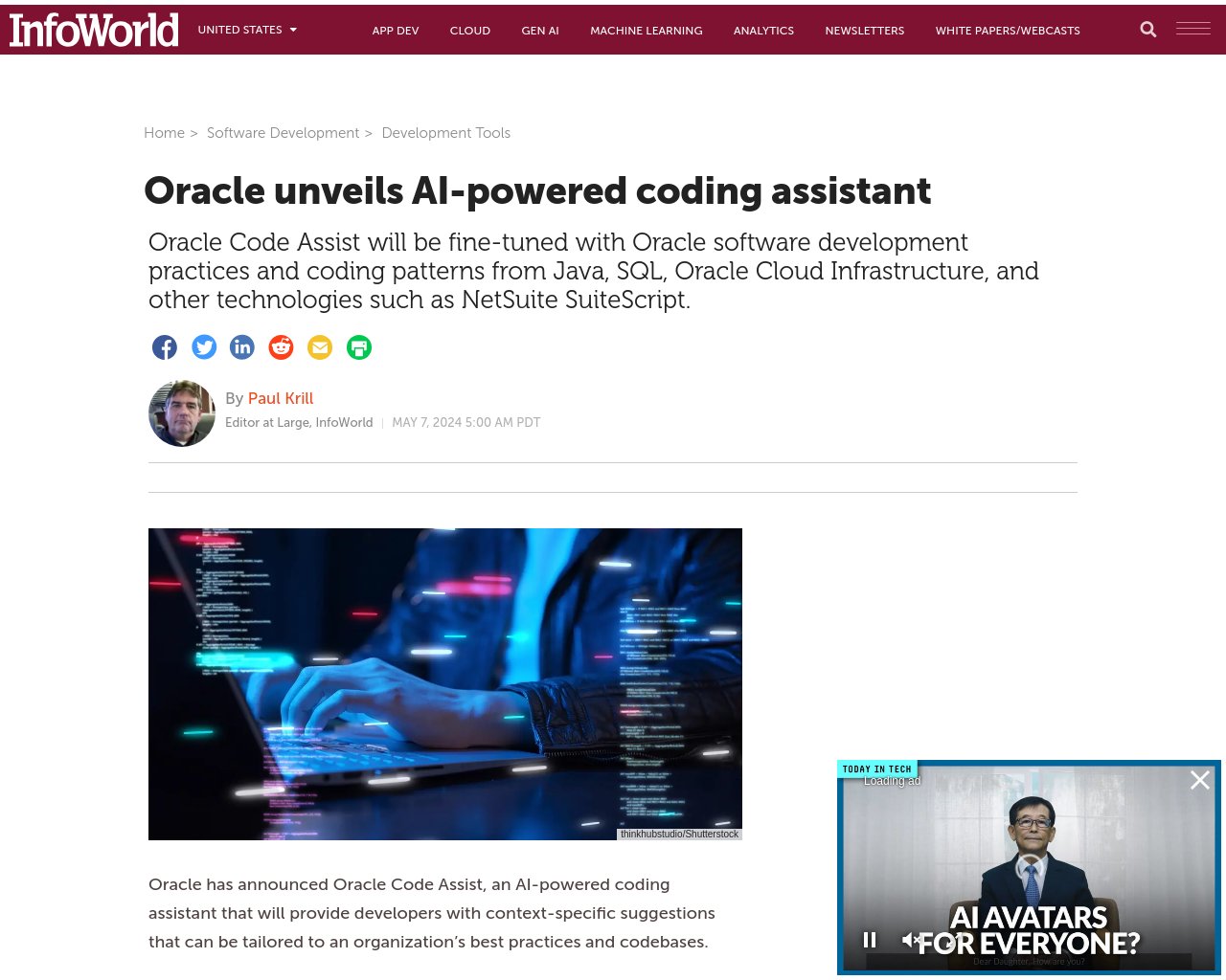 managetech_inc's tweet card. InfoWorld 編集長 | Oracle は、組織のベストプラクティスやコードベースに合わせてカスタマイズ