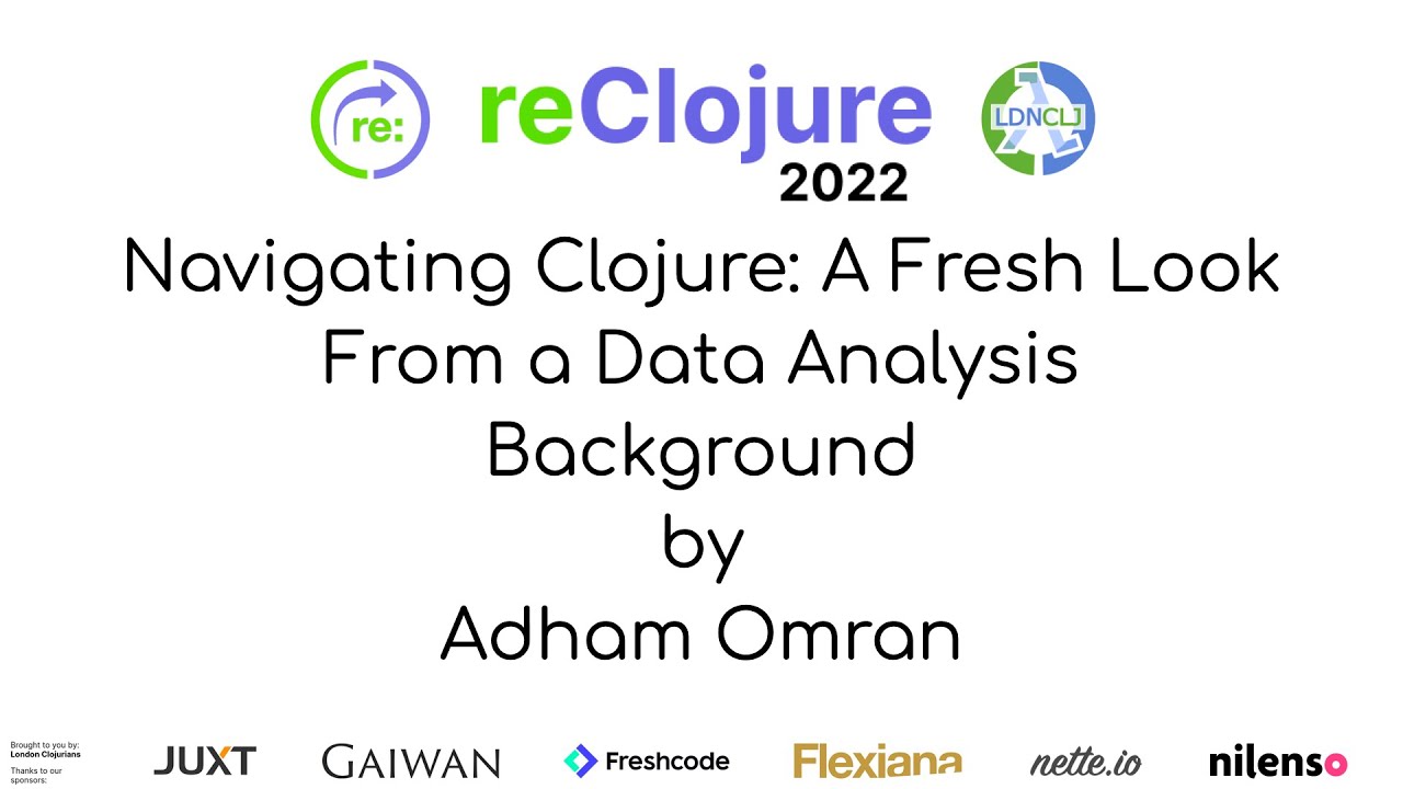 reClojure's tweet card. Navigating Clojure: A Fresh Look From a Data Analysis Background (by...