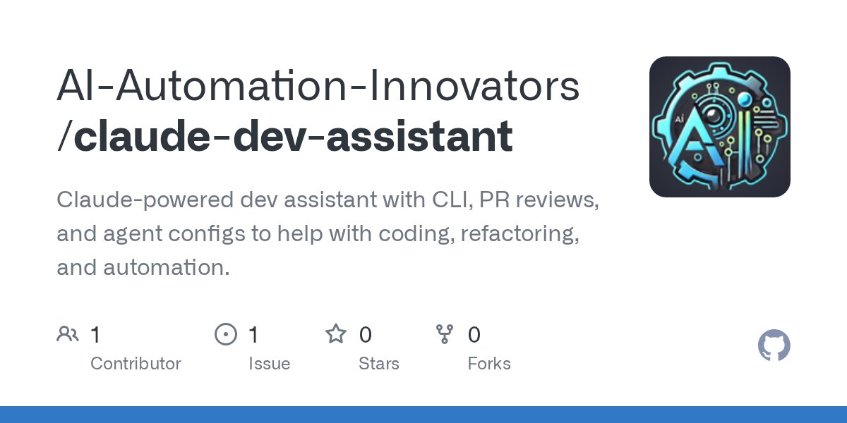 kevtunis's tweet card. Claude-powered dev assistant with CLI, PR reviews, and agent configs to help with coding, refactoring, and automation. - AI-Automation-Innovators/claude-dev-assistant