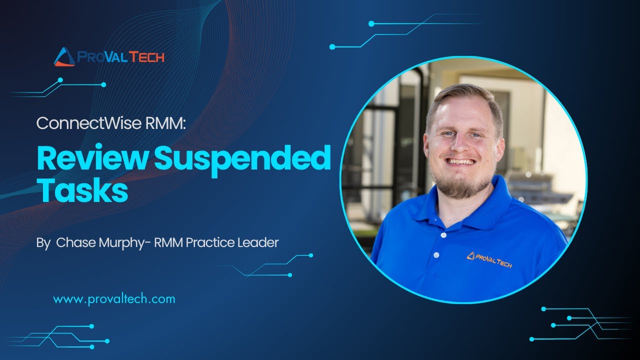 provaltech's tweet card. ConnectWise RMM: Reviewing Suspended Tasks