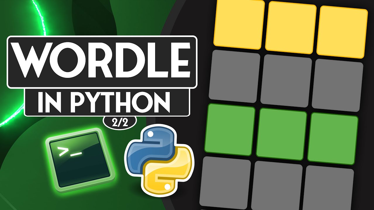 jimshapedcoding's tweet card. How to create Wordle with Python ? (2000+ guessable words) | Part 2/2