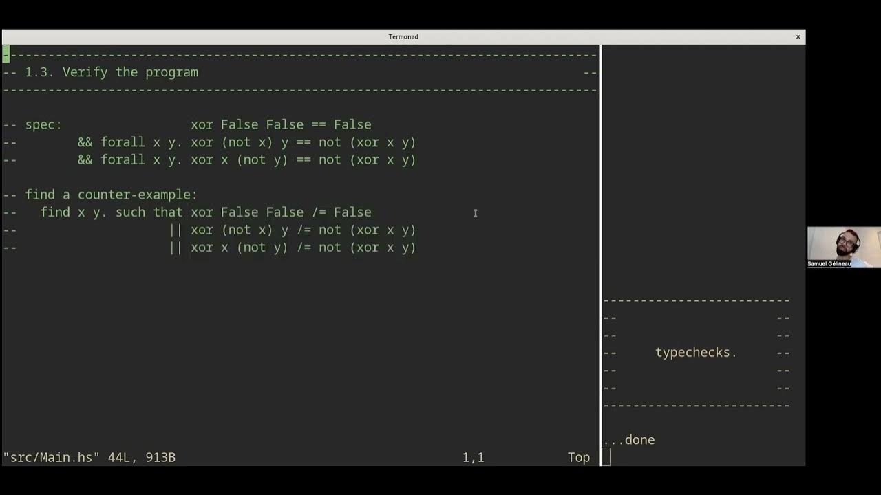 haskell_cat's tweet card. 2022 09 26, Samuel Gélineau, Can we Prove Facts About Machine...