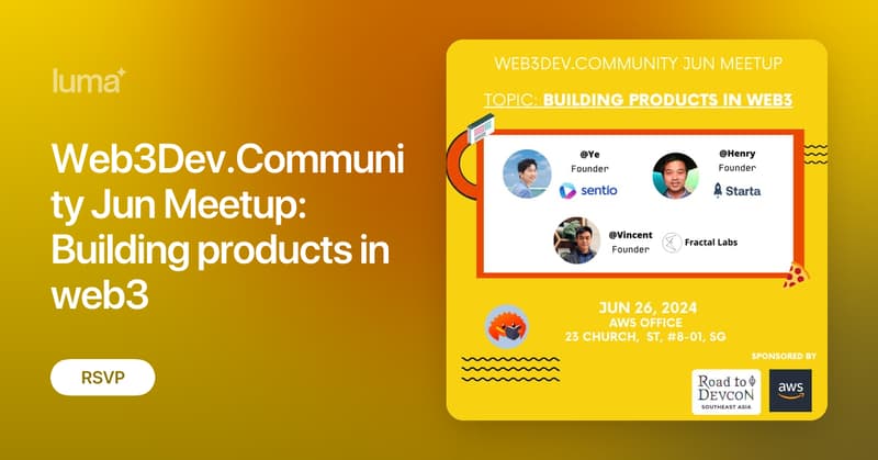 Web3DevC's tweet card. Join us for an night to learn from founders in web3 about opportunities and challenges building in Ethereum ecosystems! Fireside chat with Ye on Sentio :…