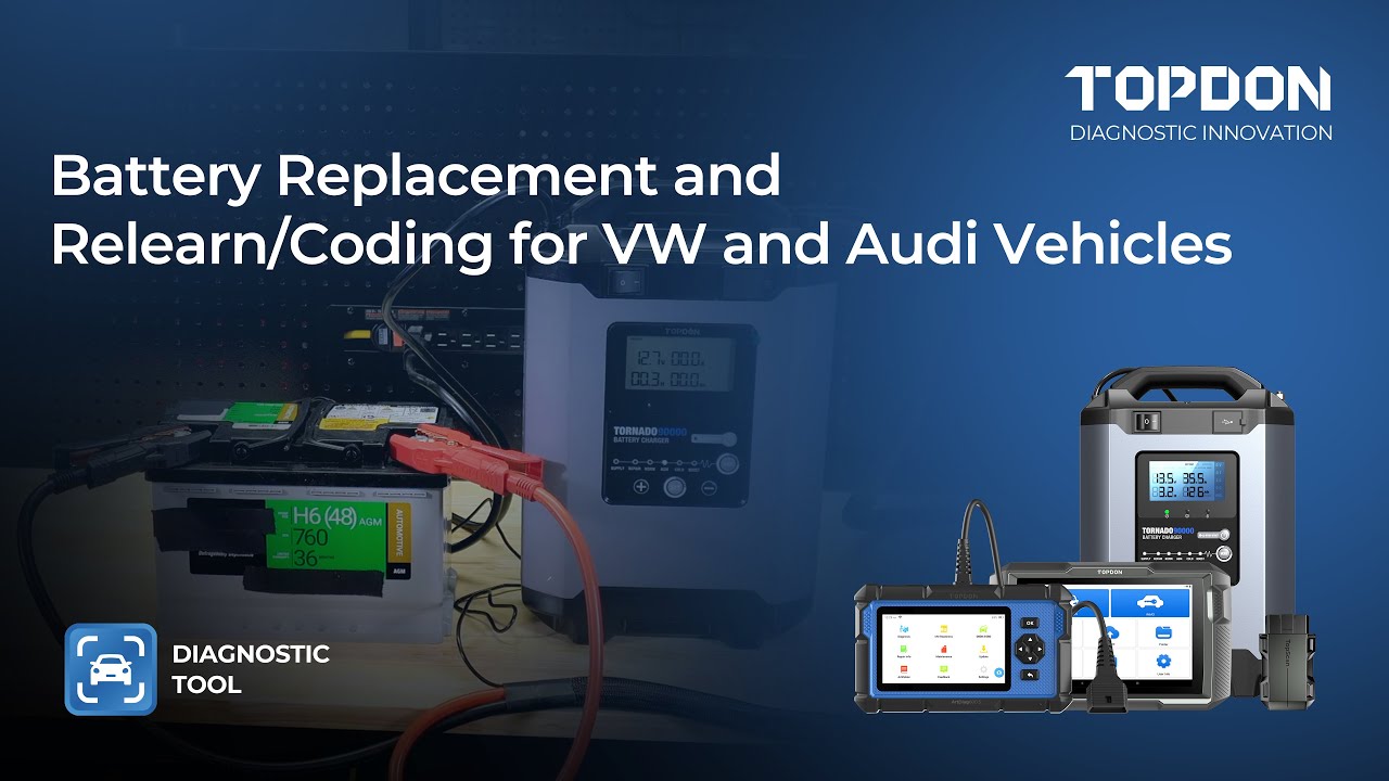 Topdon_Official's tweet card. Battery Replacement and Relearn Coding for VW and Audi Vehicles