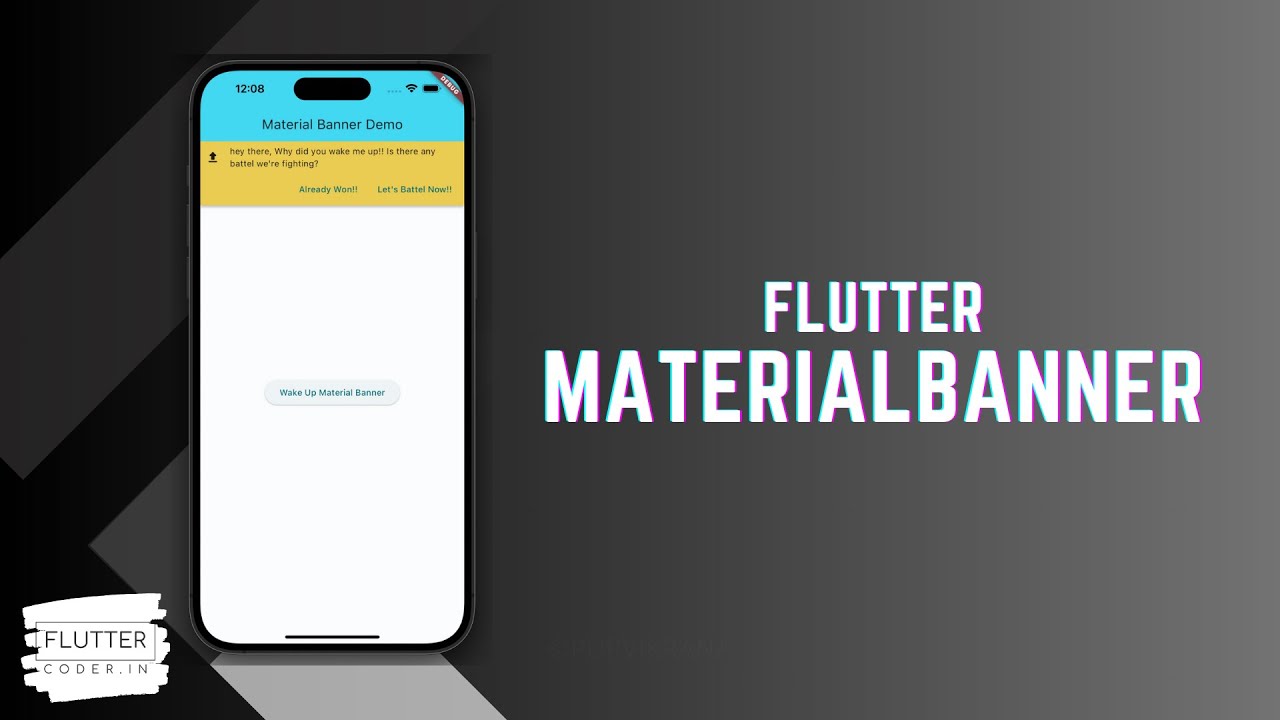 FlutterCoderIn's tweet card. FlutterCoder.in - Learn how to display MaterialBanner in Flutter...