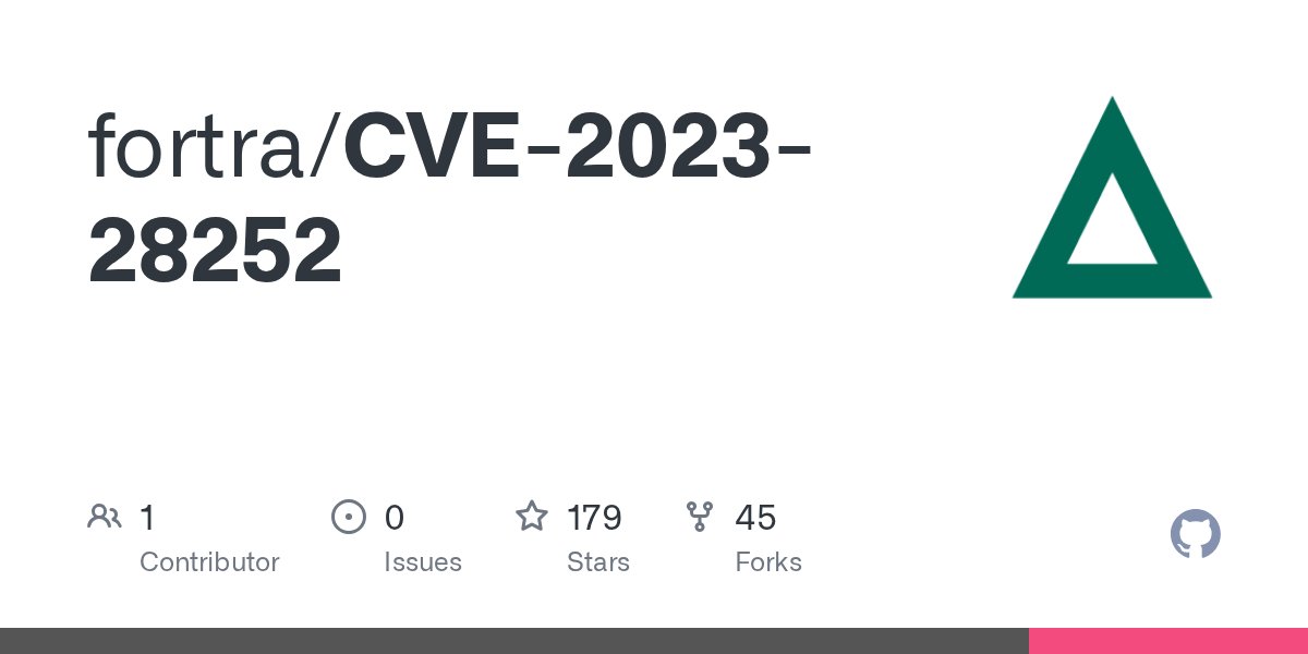 ricnar456's tweet card. Contribute to fortra/CVE-2023-28252 development by creating an account on GitHub.