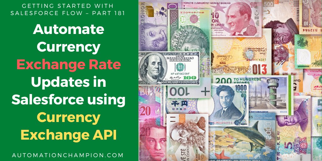 rakeshistom's tweet card. Big Idea or Enduring Question: How can you leverage Currency Exchange API to automatically update exchange rates on a daily basis in Salesforce using Salesforce Flow Objectives: After reading this...