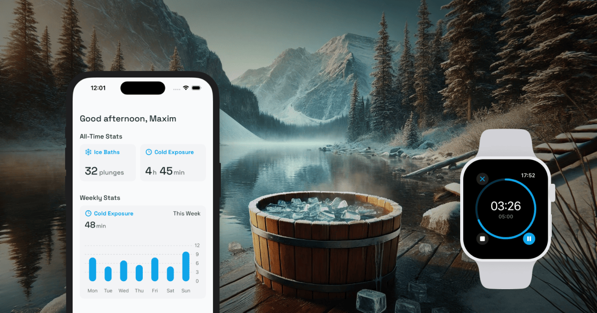 _maximization's tweet card. Unlock the benefits of cold water therapy with the IceBuddy app. Start your transformative journey today and experience the invigorating effects of cold plunges.