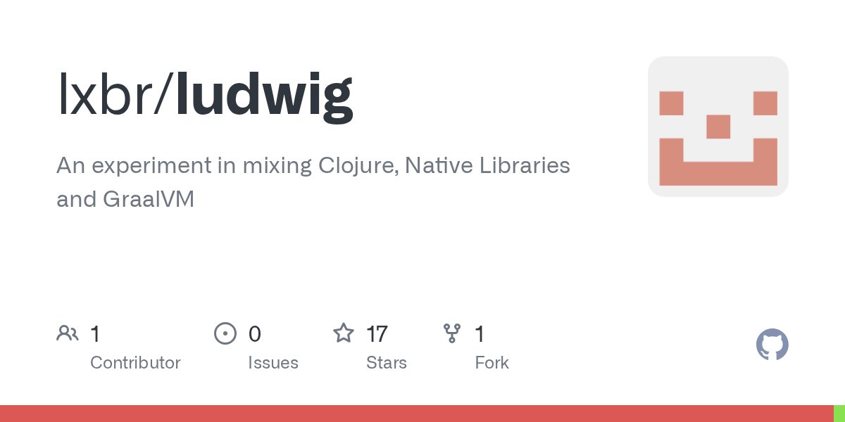 mfikes's tweet card. An experiment in mixing Clojure, Native Libraries and GraalVM - lxbr/ludwig
