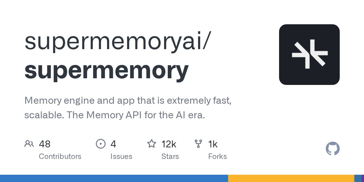 github_trends's tweet card. Memory engine and app that is extremely fast, scalable. The Memory API for the AI era. - supermemoryai/supermemory