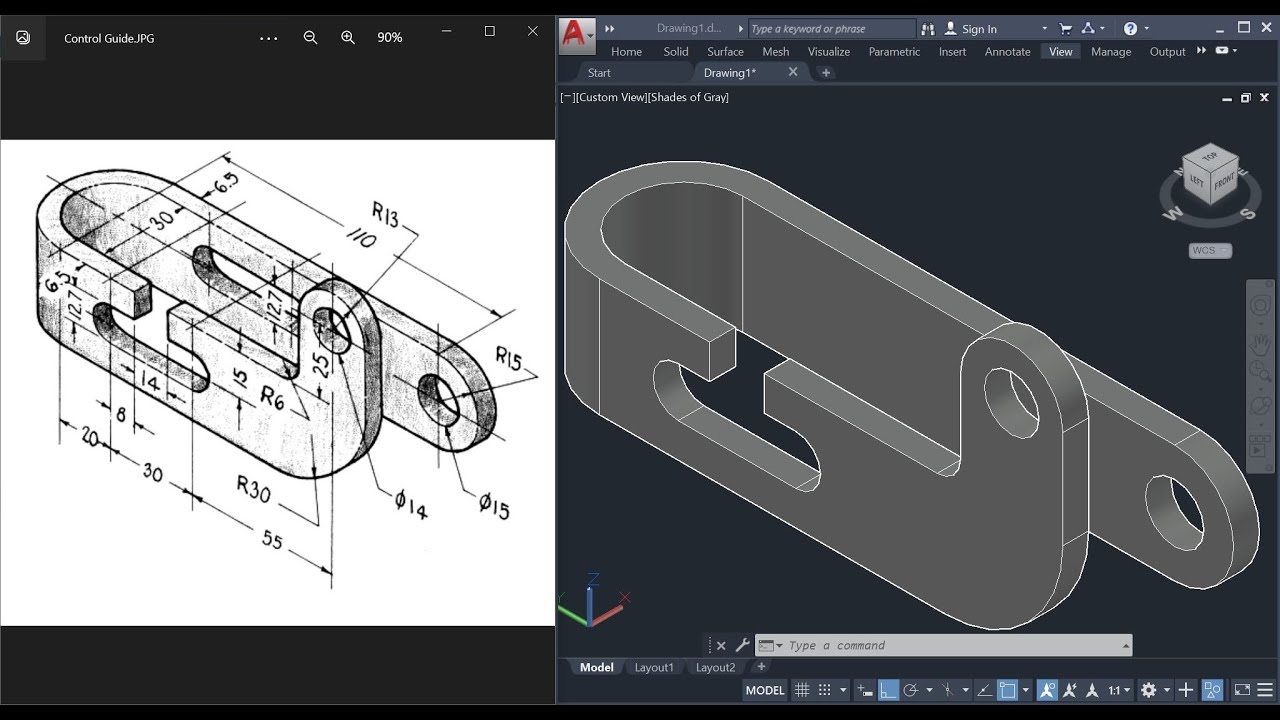 Ramaa_aly's tweet card. 20-Minute AutoCAD 3D Tutorial: How to Model a 3D Control Guide