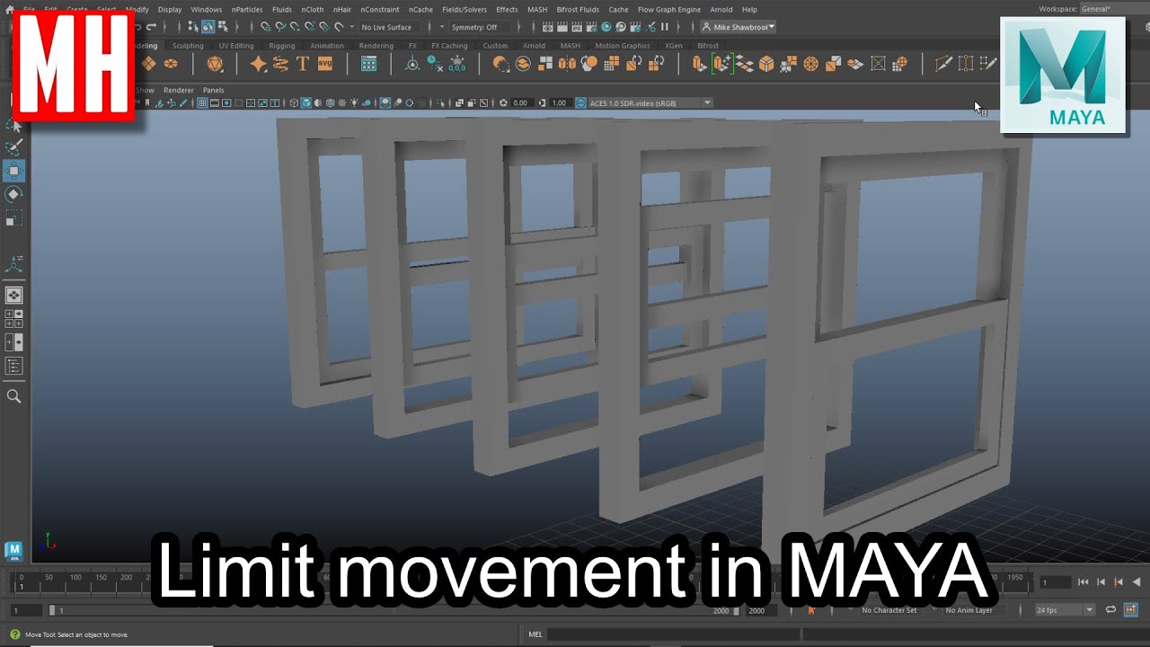 MHTutorials's tweet card. Maya 2025 tutorial : How to limit movement of an object ?