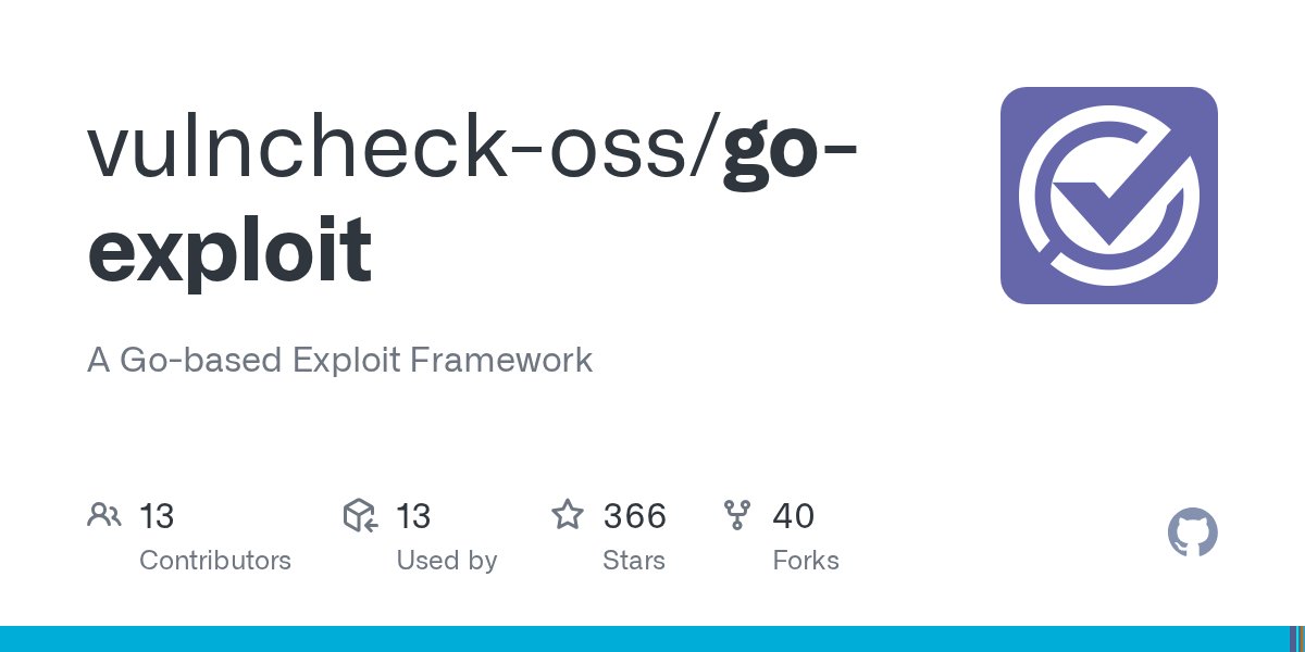clintgibler's tweet card. A Go-based Exploit Framework. Contribute to vulncheck-oss/go-exploit development by creating an account on GitHub.
