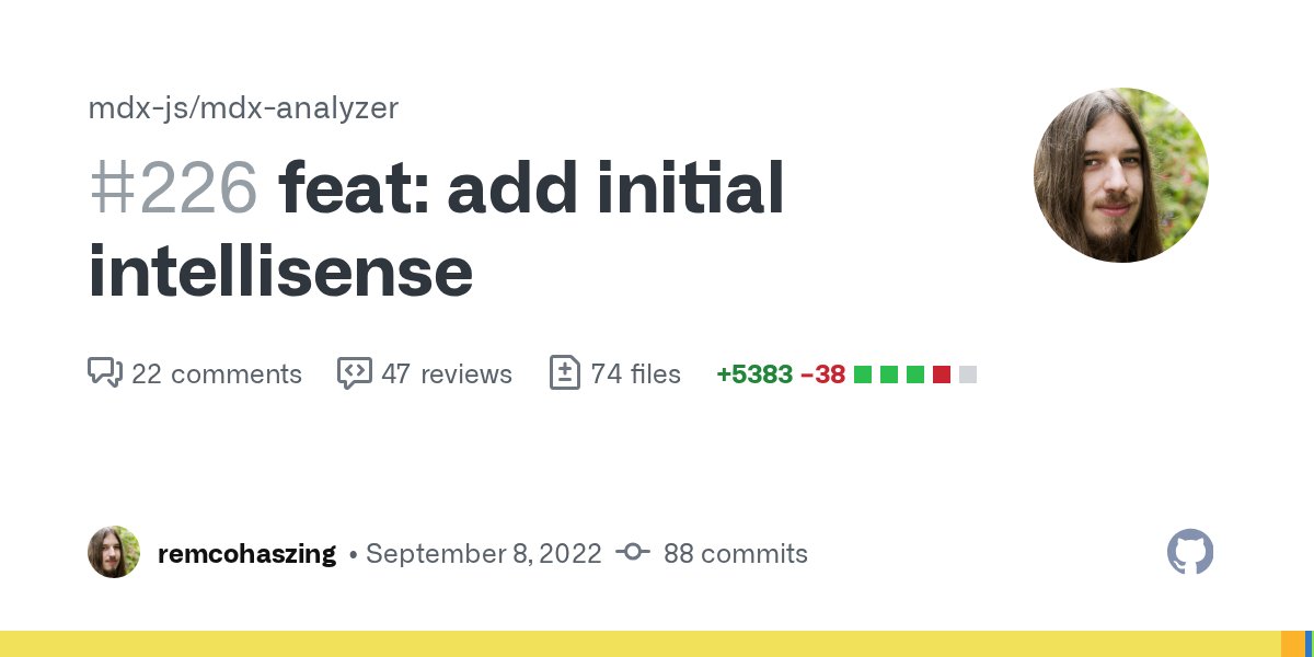 souporserious's tweet card. This is a proof of concept for MDX intellisense support for multiple editors. The idea is to turn this repository into a monorepo. The following packages have been added: @mdx-js/language-service ...