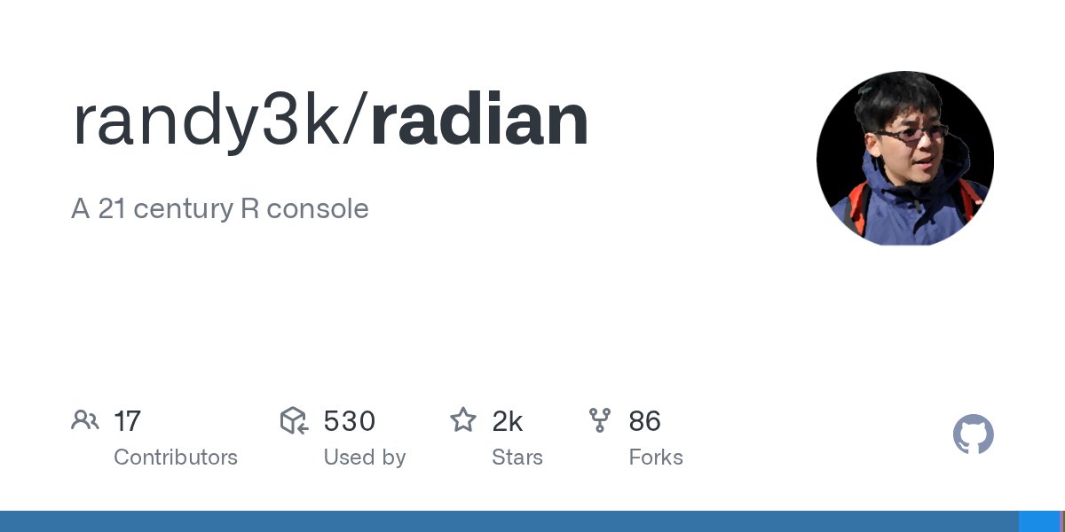 Python_cursos's tweet card. A 21 century R console. Contribute to randy3k/radian development by creating an account on GitHub.
