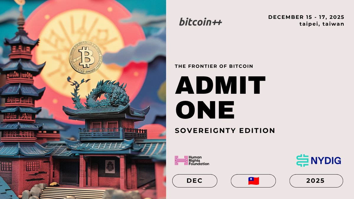 niftynei's tweet card. Join us in Taipei this December 15-17, 2025 for bitcoin++ sovereignty edition. Technical conferences at the frontier of bitcoin.