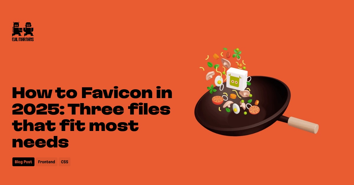 frontendfront's tweet card. Prefer SVG over PNG, trust browsers to downscale, drop obscure formats—the ultimate, exhaustive guide to favicons for modern web. Includes steps for static HTML and Webpack.