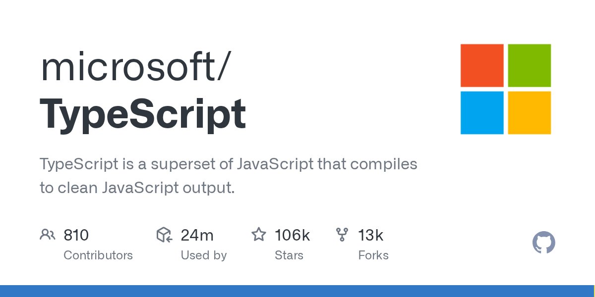 himenoglyph's tweet card. TypeScript is a superset of JavaScript that compiles to clean JavaScript output. - microsoft/TypeScript